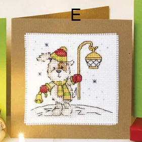 CD029 14ct Cross Stitch Kit Card Package Greeting Card Needlework Embroidery Crafts Counted Cross-Stitching Kits Christmas Gift CD029-E