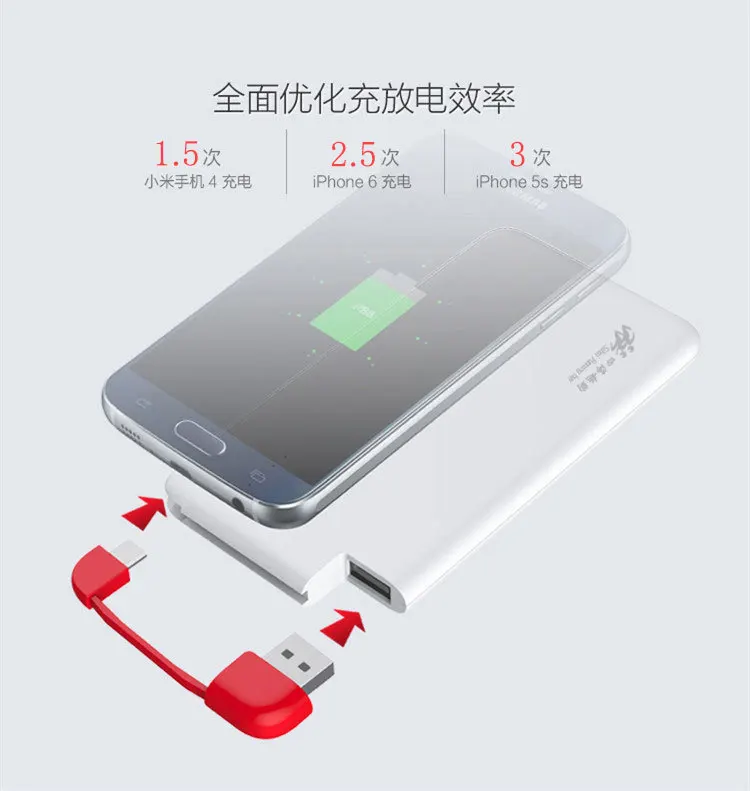 Band New 4000 mAh Power Bank Built In Cables LED Indicator Portable Charging Powerbank External Battery For Xiaomi Samsung