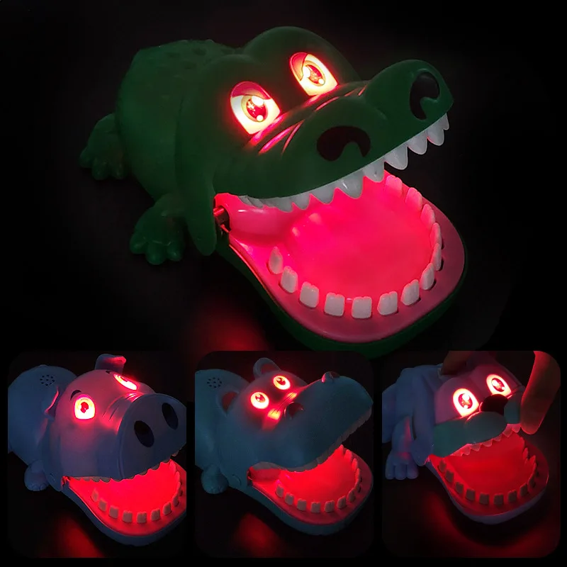 Hot Creative Big Size Crocodile Mouth Dentist Bite Finger Game Funny Gags With Light & Sound Toy For Kids Family Party Play Fun