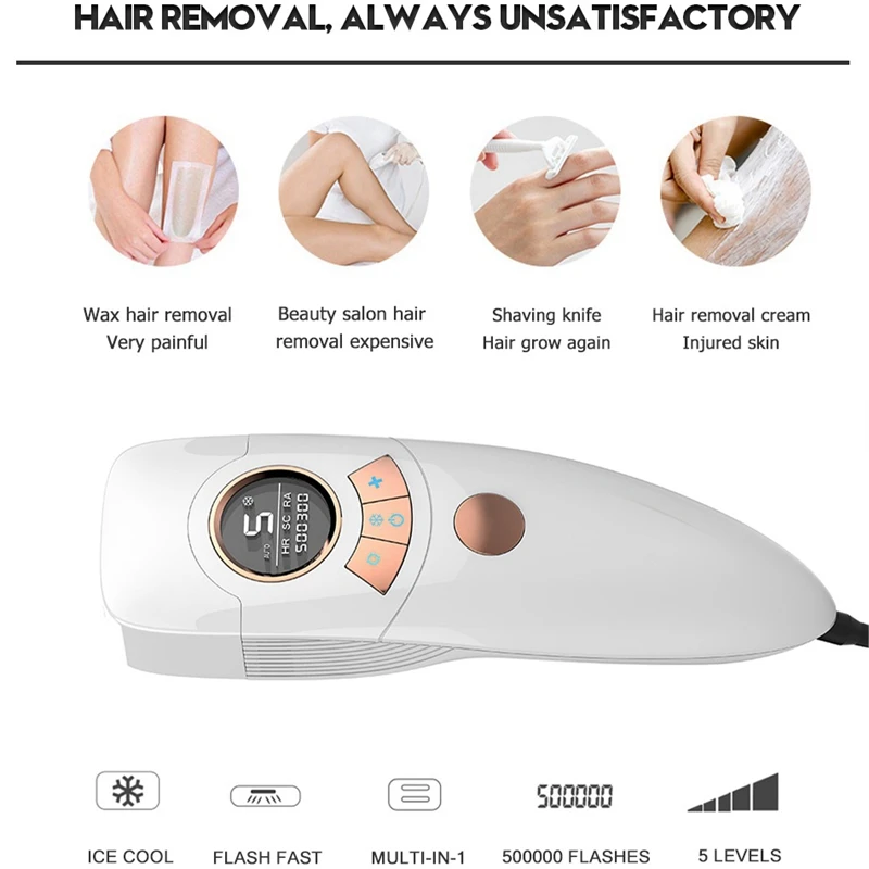 4-In-1 Ice-Cool IPL Hair Removal Hair,Permanent Removal Hair,for Face Body Bikini Electric Epilator EU Plug