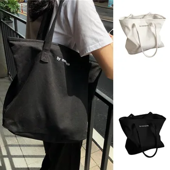 

Women's Canvas Bag Simple Cloth Bag Canvas Shoulder Bag Tote Reusable Shoulder Bag Large Capacity Handle Bag Bolsa AA