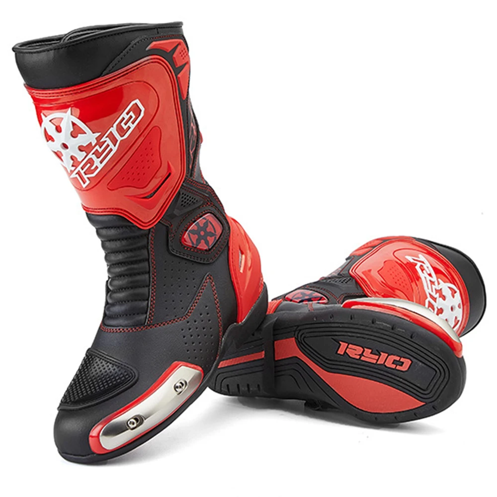 Black Motorcycle Boots Men Motocross Botas Moto Non-slip Motorboats Wearable Motorcycle Shoes Moto Racing Riding Shoes