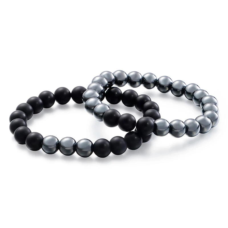 Hematite Matte 2 шт./компл. 11 Стиль пара дистанционный браслет Натуральный камень браслет лунный камень для Для мужчин Для женщин Подарок другу очарование прядь ювелирных изделий - Окраска металла: Hematite Matte