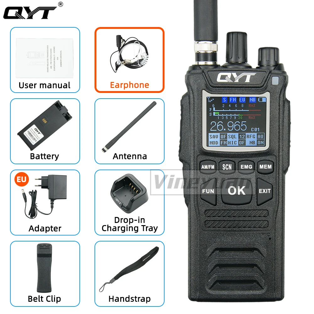 long distance walkie talkie NEW QYT 27MHz CB-58 Radio Standard Handheld 40 Channel  AM/FM CB Radio(4W Handheld Walkie Talkie) 26.965-27.405MHz walkie talkies for adults Walkie Talkie