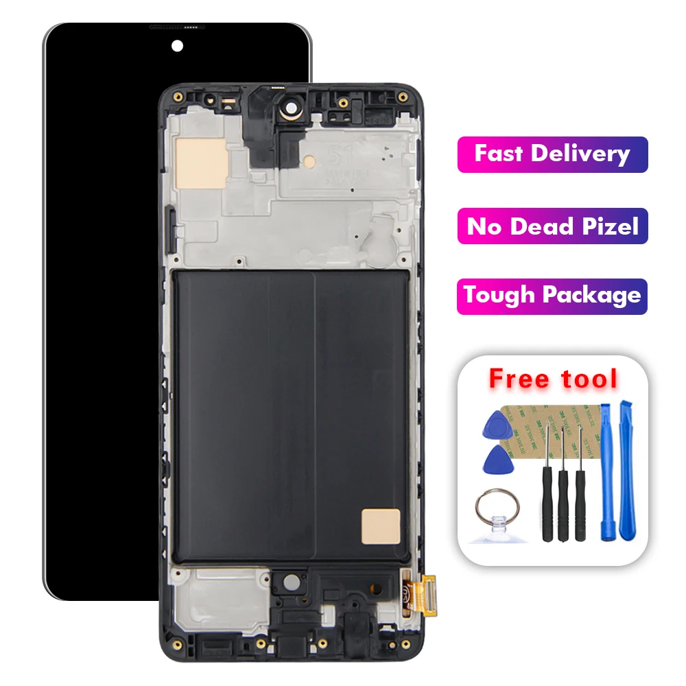 100% NEW AMOLED For Samsung A51 A515 sm-A515F/DS LCD Display Touch Screen Digitizer Assembly Free Tools | Мобильные телефоны и