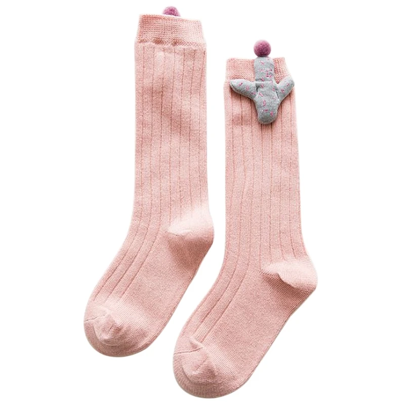 

Toddler Baby Girl Knee High Cotton Sock Cactus Patched Long Tube Leg Warmer Hose