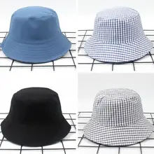 Двусторонняя клетчатая Панама 6 цветов, шляпа унисекс, модная рыболовная шляпа Bob, кепка s для женщин и мужчин, Панама, летняя кепка от солнца