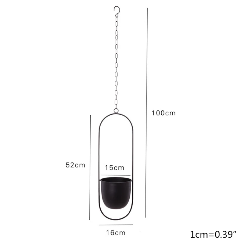 Geometric Iron Hanging Planter Vase Simple Design Plant Pot Modern Window Hanger 896A