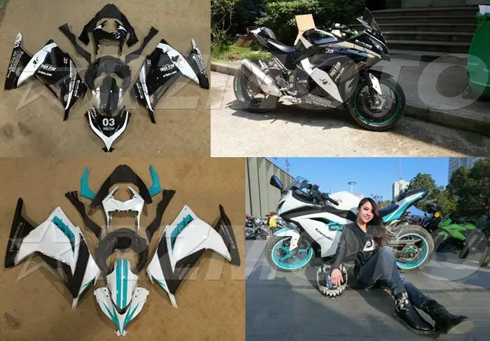 Мотоциклетный обтекатель abs подходит для kawasaki Ninja ZX10R 2006 2007 корпусные детали формы белый черный ACEKITS Магазин № 0173
