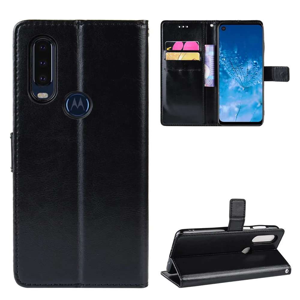 Чехол для Motorola One Action Роскошный кожаный флип-кошелек чехол телефона Moto с функцией