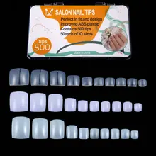 

500pcs/Box False Nails Feet Korea ABS Material Fake Nails Naturally Transparent White Toe Nail Tips