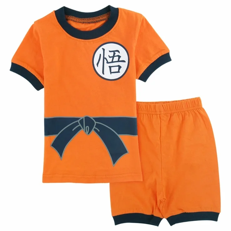 Для маленьких мальчиков Goku Косплей Костюмы пижамный комплект Детская Пижама с героями мультфильмов для маленького мальчика, летняя детская одежда для дома, одежда для сна, детская одежда, Пижама для младенцев - Цвет: Goku