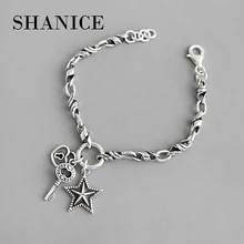 SHANICE INS корейский S925 Серебряный браслет Ретро замок ключ пятиконечная цепочка со звездами женский браслет подарок ювелирные изделия оптом