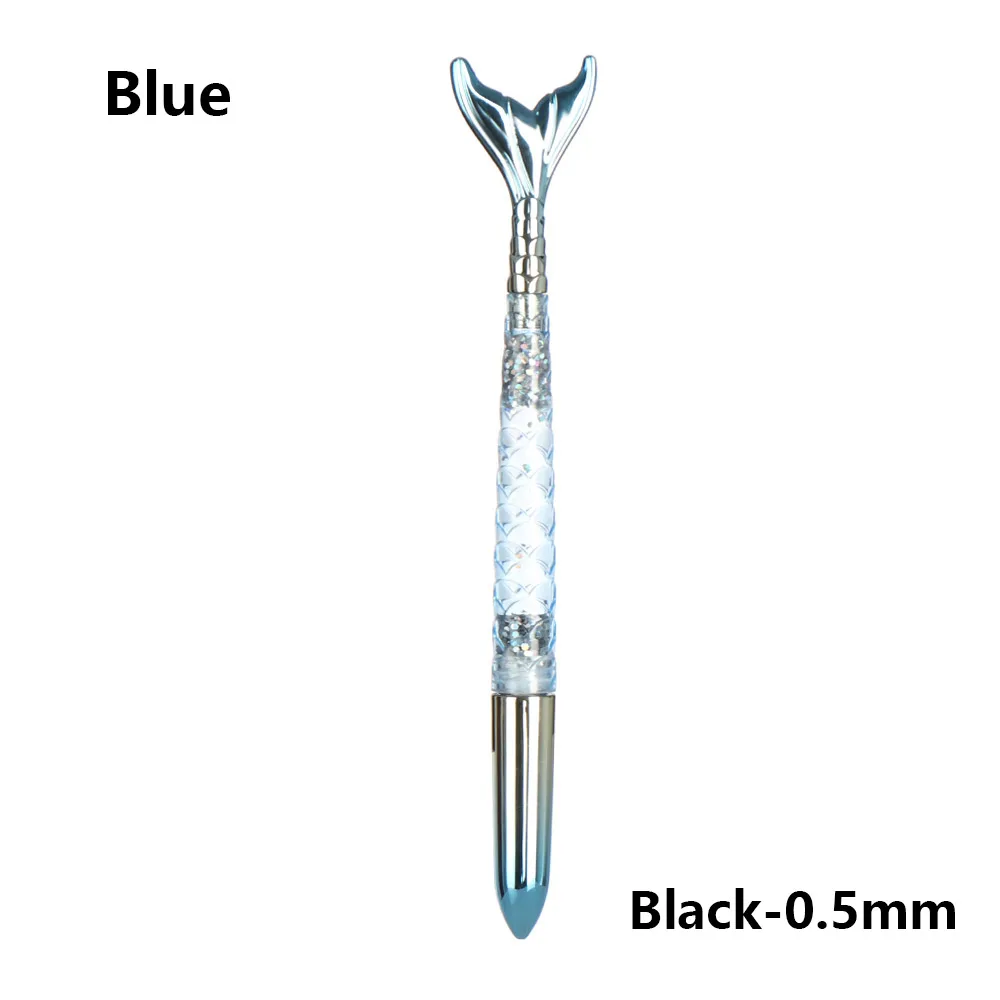 black 0.5mm-blue Милые ручки русалки креативные градиентные зыбучие пески блестки Гелевые Ручки Новинка обычные ручки для детей Подарки школьные офисные принадлежности - Цвет: black 0.5mm-blue