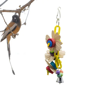 

1PC Durable Nontoxic Creative Rainbow Bird Hanging Chew Toys Bird Toys Hanging Toy