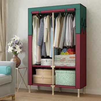 

Simple modern simple wardrobe 25mm steel pipe steel frame bold reinforcement double cloth cloth wardrobe