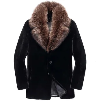 

Men's Winter Jacket Real Sheep Shearling Coat Men Clothes 2020 Raccoon Fur Collar Warm Jackets Plus Size DXL1642 MY1708