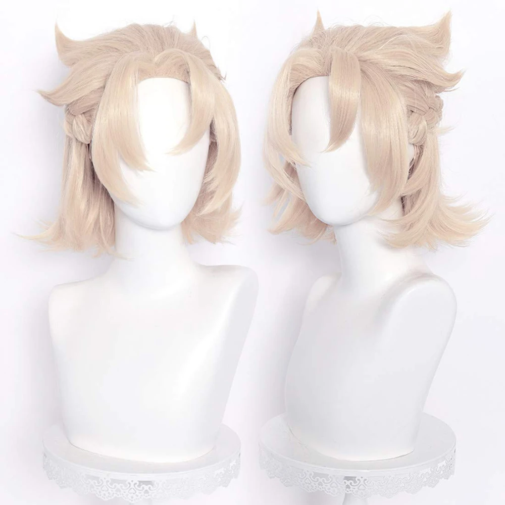 Tartaglia Childe Cosplay Wig Anime Genshin Impact Short Heat Resistant Synthetic Hair Tartaglia Role Play Costume Wigs