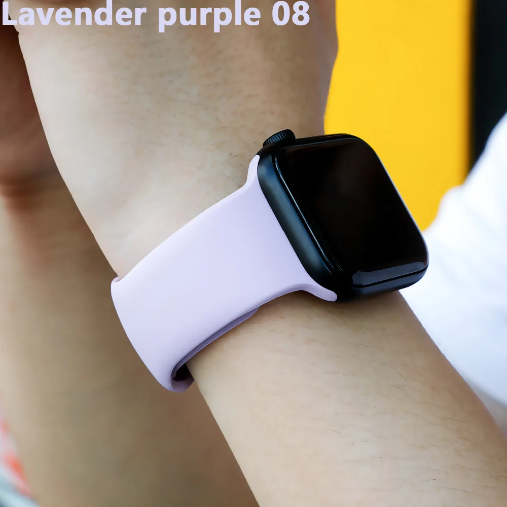 Lavender purple 08 Силиконовый ремешок для наручных часов Apple Watch, версии Apple watch 4 полосным 44 мм 40 мм 5 3 наручных часов iwatch, ремешок 42 мм, 38 мм, версия браслет ремешок для часов аксессуар - Цвет ремешка: Lavender purple 08