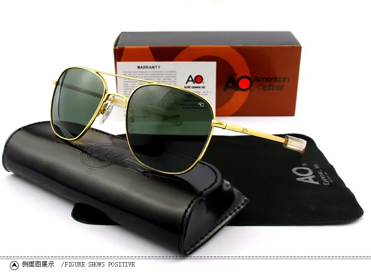 gold-green Американские армейские военные Оптические солнцезащитные очки ao 8054, мужские, брендовые дизайнерские прямоугольные очки для вождения, мода masculina - Цвет линз: gold-green