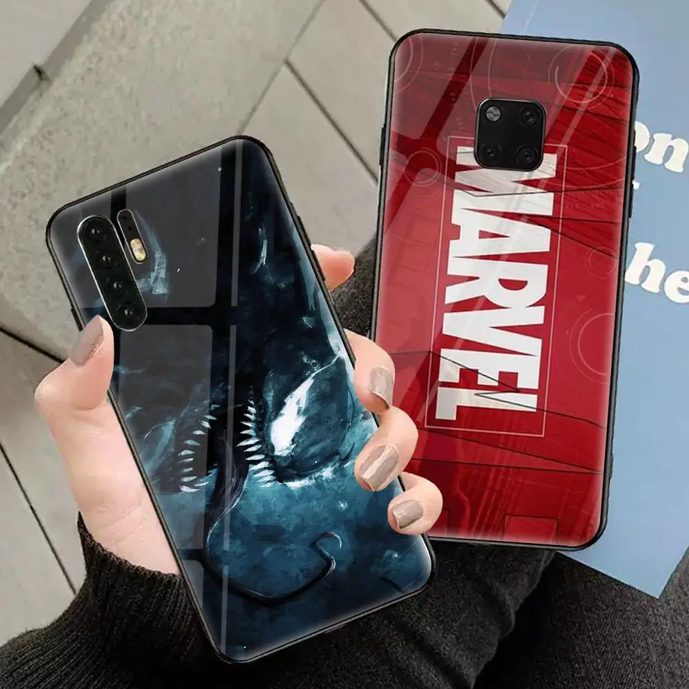 

Marvel venom glass phone case for huawei p10 p20 p30 mate20 30 pro 5G lite p20pro mate20pro back cover Super hero phone coque
