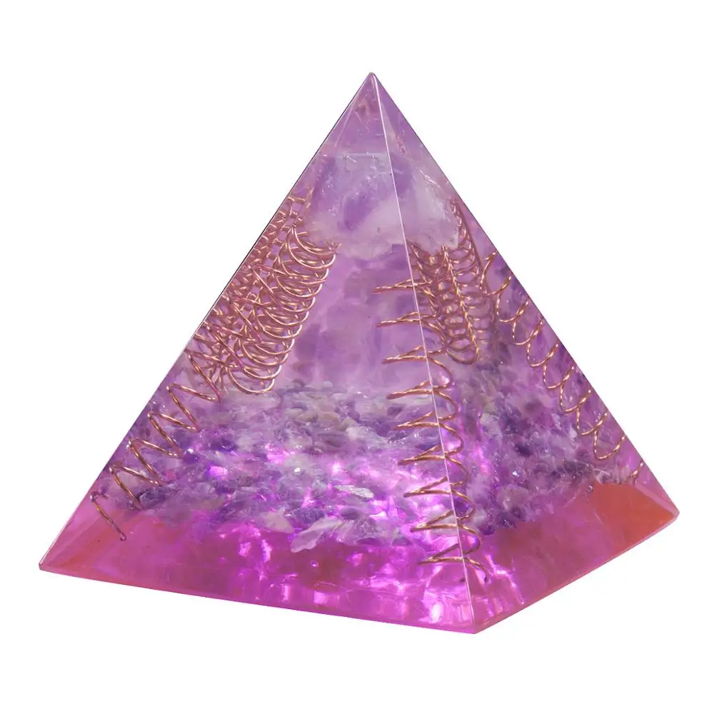 TUMBEELLUWA Healing Crystal Copper Wire Orgone Pyramid Stone Figurine ...