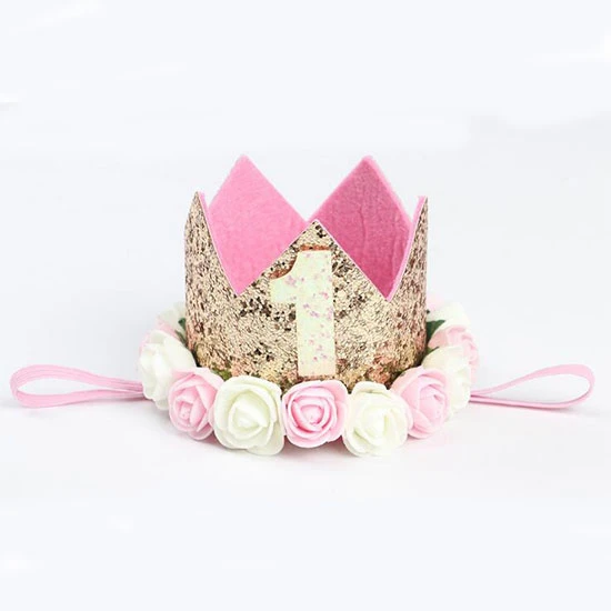 pink white 1 Для празднования первого дня рождения корона шляпа шляпы для вечеринки по случаю Дня Рождения украшения на день рождения Детские праздничные шапки 2-й 3-й 1-й год украшения - Цвет: pink white 1