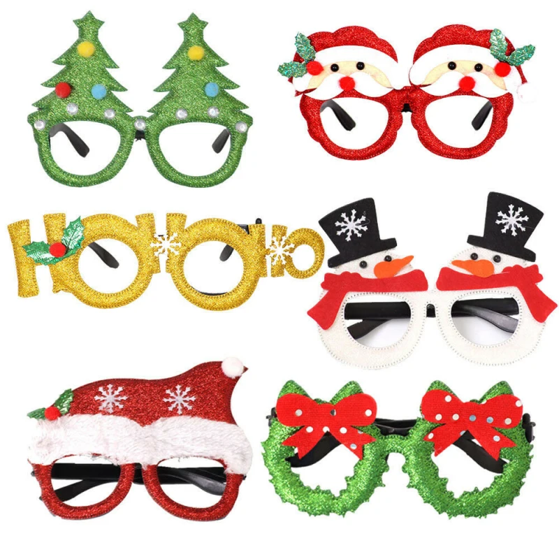 Рождественские украшения для взрослых, Детские праздничные игрушки, Санта-снеговик, очки с рогами, подарочные сувениры, праздничные украшения, очки для вечеринки