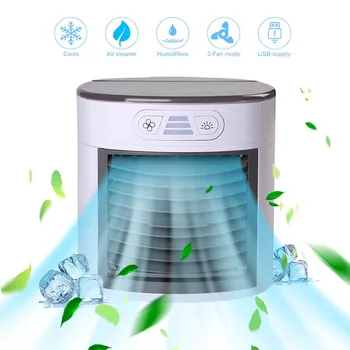 

Mini Portable Air Conditioner 7 Colors Light Conditioning Humidifier Purifier Usb Desktop Air Cooler Fan With Water Tank#gb40