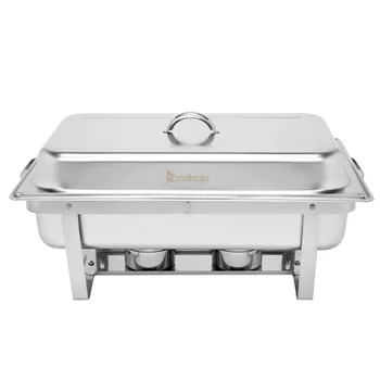 

9L-1 Single Pot One Set Stainless Steel Rectangular Buffet Stove Silver