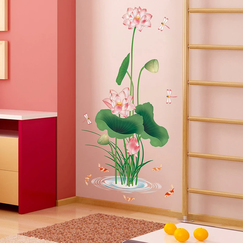 [SHIJUEHEZ] Цветок лотоса наклейки на стену DIY речной Завод Наклейки стены для
