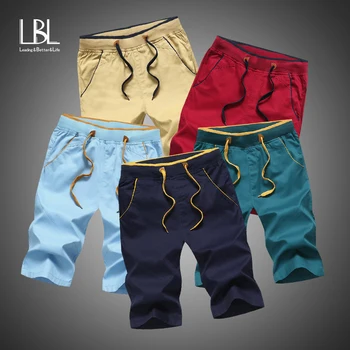 

Cargo Shorts Men 2019 Summer Casual Beach Shorts Homme Solid Bottoms Elastic Waist Fashion Brand Boardshorts 5XL Short Masculino