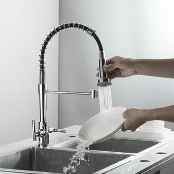 

Electroplating Silver Kitchen Faucet Deck Mounted Mixer Tap 360 Degree Rotation Stream Sprayer Nozzle Kitchen Sink Hot Cold Taps