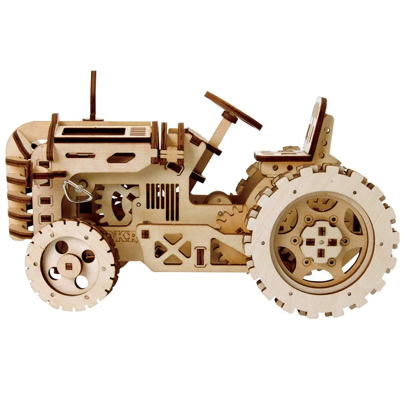 ROKR DIY механическое зубчатое колесо Трактор Модель Строительный комплект 3D деревянные головоломки сборки игрушки для детей Прямая LK401