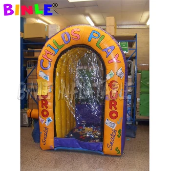 Online New Design 4ftx6ftx9ft Inflatable Cash Cube Money Grab Machine Booth With 2 Air Blowers For Advertising Event Promotion