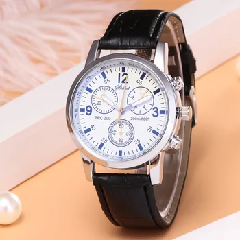 

Watch Men Luxury Blue-ray Glass Neutral Quartz Simulates Wrist Epidermal Leather Strap Military Army Male Sport Watch Clock #45