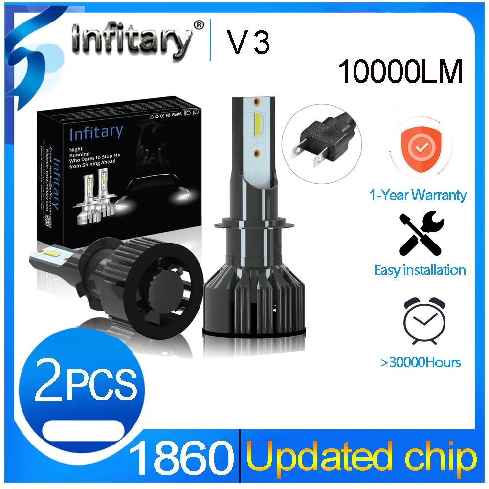 Infitary h7 светодиодные лампы h4 9006 фар автомобиля H1 H3 H11 H13 9004 9005 9007 6500K 12V Автомобильная