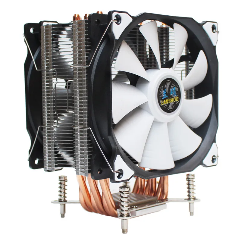  LANSHUO CPU Silent Dual Fan 6 Heat Pipe 3 Wire CPU Cooler Fan for Intel LGA 2011 Self-Contained Bac