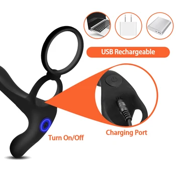 Couples Long Lasting Erection Penis Vibrator With Double Ring Nipples Massager Vagina Clitoris Stimulator Orgasm Adult Sex Toys 3