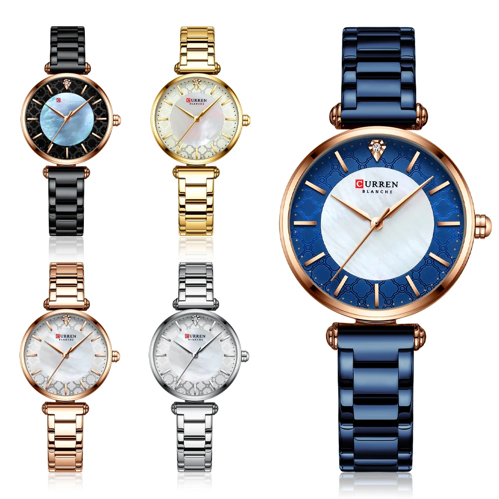 Watches for Women Luxury Brand CURREN Elegant Thin Quartz Wristwatch with Stainless Steel