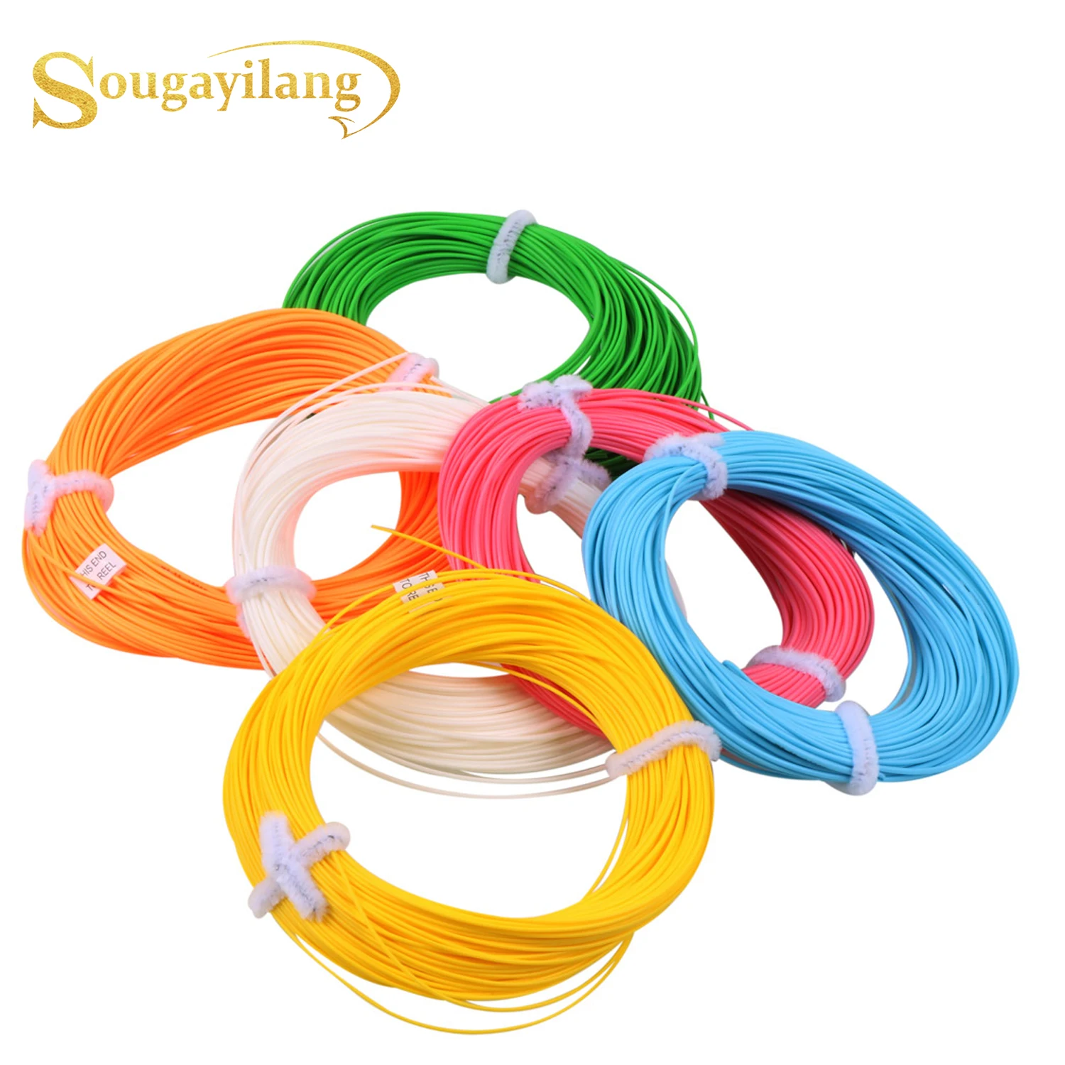 Sougayilang 6 Color Fly Fishing Line Forward Floating 4F/5F/6/7F/8F 100FT Length Maximum Catch  Fly Fishing Line Multi Filamento