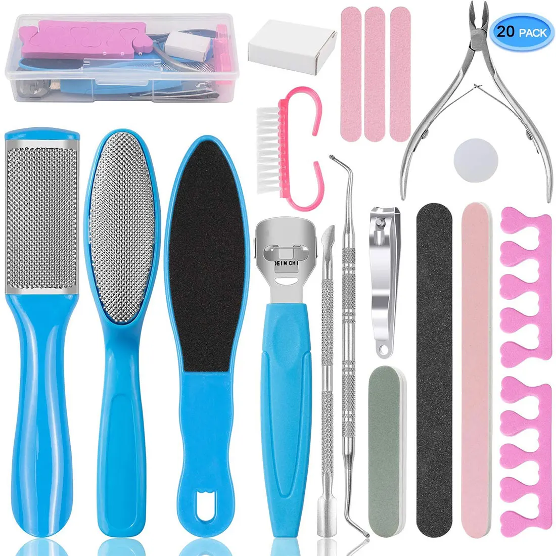 

18-21PCSProfessional 8pcs/set Pedicure Tool Foot Care File for Feet Heels Toe Cuticle Kit File Pedicure Set Beauty Pusher Remove