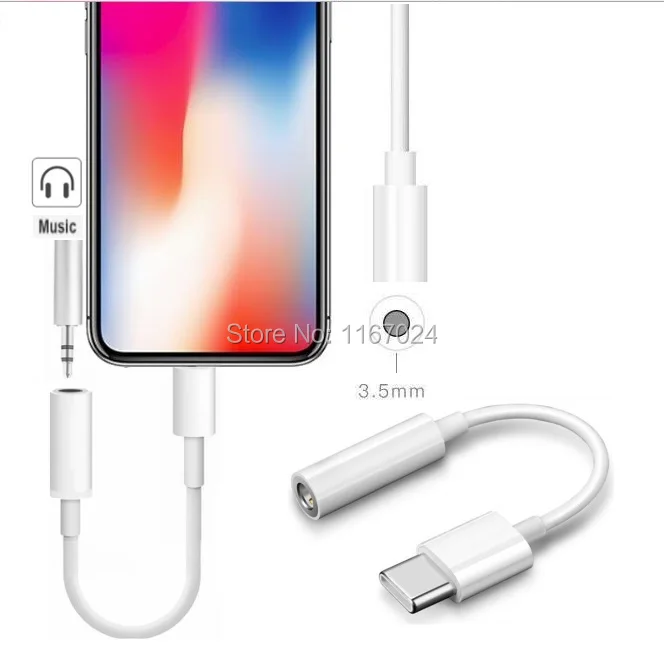 100pcs lot USB C Adapter Type C 8pin to 3 5mm Aux Audio Jack Earphone Headphone Cable USB for Iphone Xiaomi Samsung