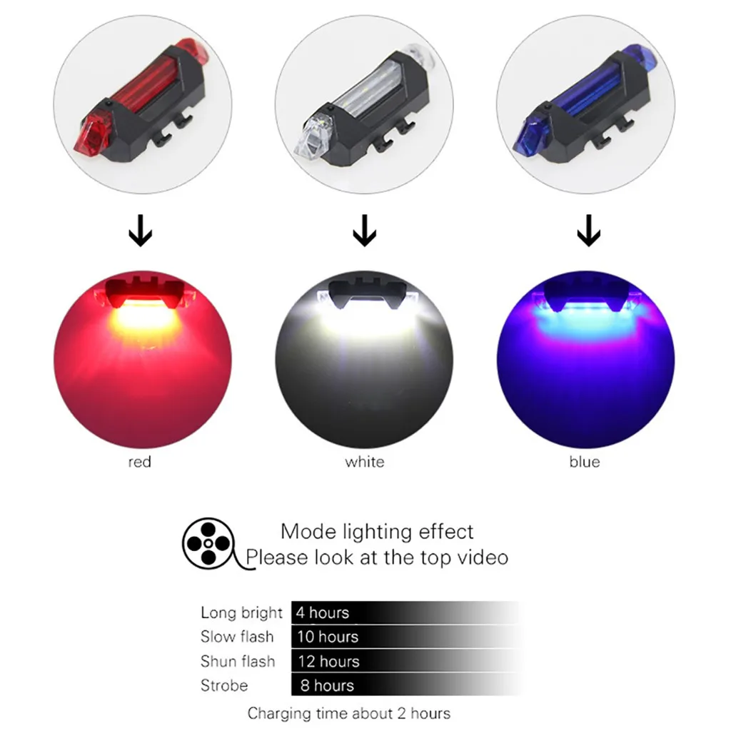 Велосипедный светильник, перезаряжаемый светодиодный задний светильник, USB безопасность заднего хвоста Предупреждение ющий велосипедный светильник, портативный флэш-светильник, супер яркий@ 35
