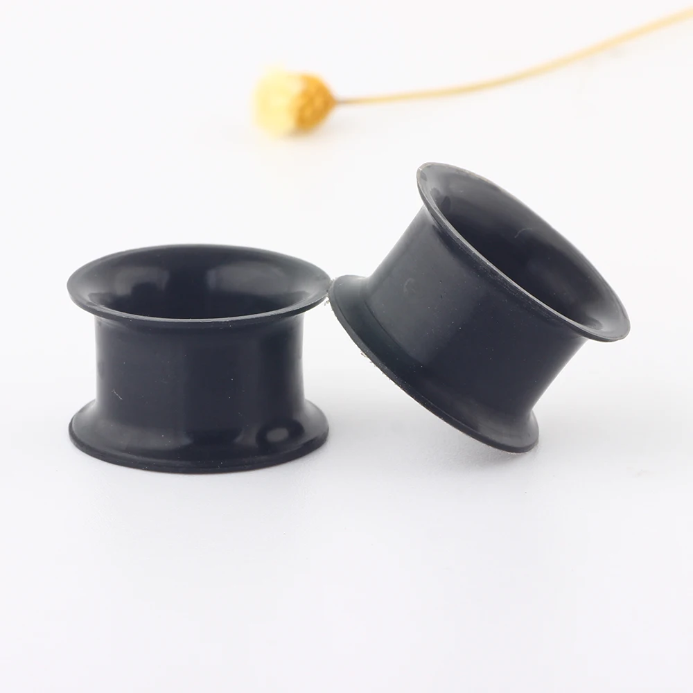 Black Thin Silicone Ear Plugs Tunnels Flexible Ear Expanders Earlets 0 Gauge Earrings Lobe Stretching Kit Body Jewelry 4-25mm