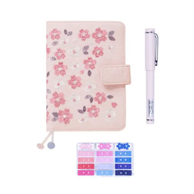

Cherry Blossoms Embroidery Pink Notebook A6 Diary Book Planner Journal Agenda