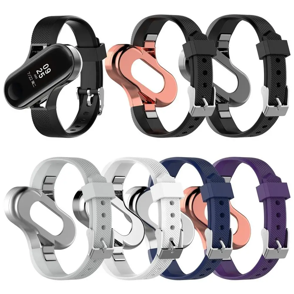 

Replacement Metal strap for Xiaomi Mi Band 4 3 Wristband Smart Sports Bracelet Wristband Strap Smart Ring for Xiaomi Mi Band 4 3