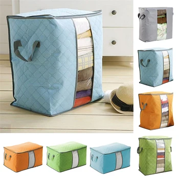 

Folding Storage Bag Clothes Blanket Quilt Closet Sweater Storage Box New Box Set Non-woven Handbag Storage Bag Y6Y090164