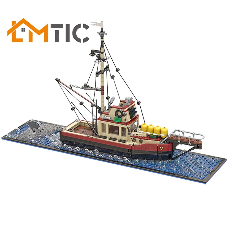 BuildMOC рыболовная лодка 1235 шт. строительные блоки игрушки сделай сам кубики