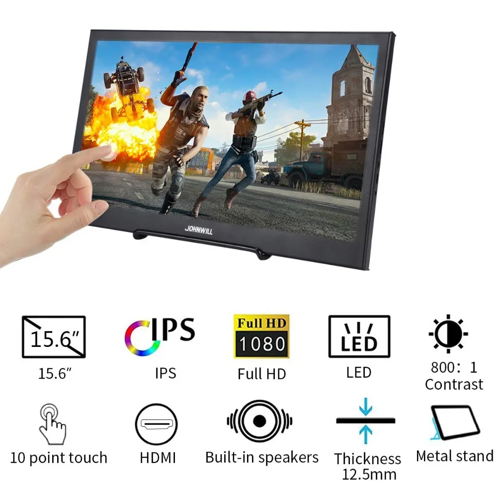 15,6 дюймов HD портативный компьютерный монитор PC HDMI PS4 x360 1080P ips сенсорный экран lcd светодиодный дисплей игровой монитор для Raspberry Pi